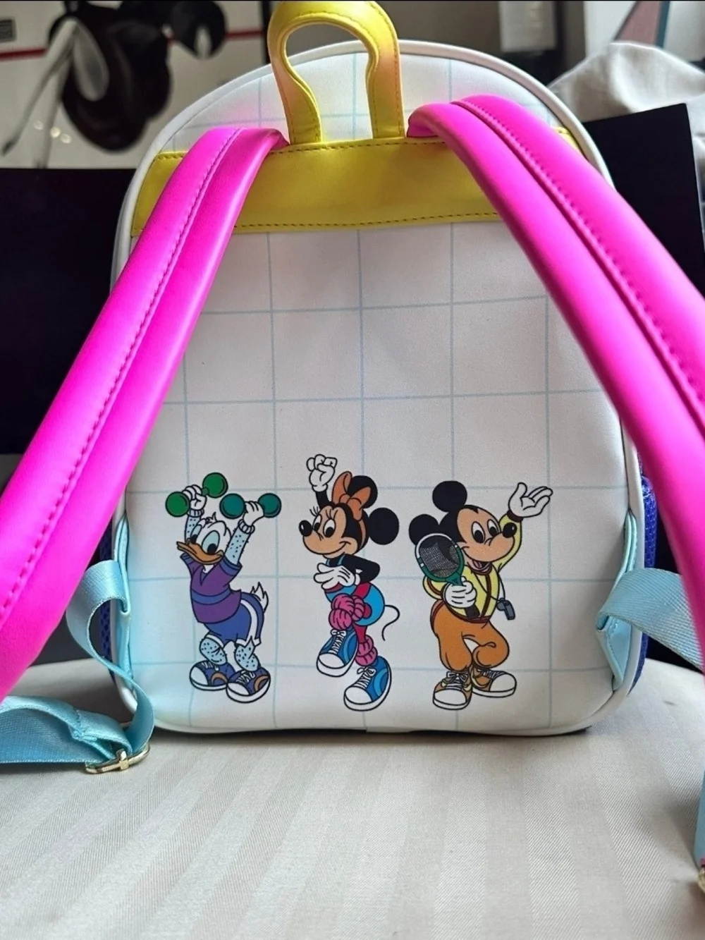 Disney Mousercise Mini Backpack - Light Blue, Pink & Yellow